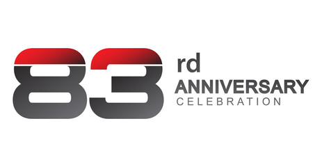 83rd anniversary logo red and black design simple isolated on white background for anniversary celebration.
