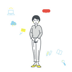 ビジネスパーソンの全身イラスト素材