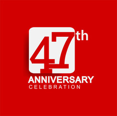 47th years anniversary logo with white square isolated on red background simple and modern design for anniversary celebration.