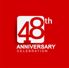 48th years anniversary logo with white square isolated on red background simple and modern design for anniversary celebration.