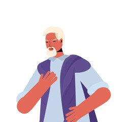 old man in casual trendy clothes senior male cartoon character gray haired grandfather portrait