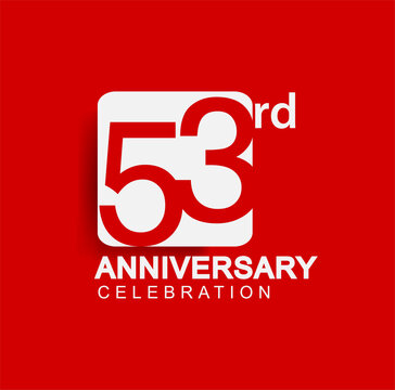 53rd years anniversary logo with white square isolated on red background simple and modern design for anniversary celebration.