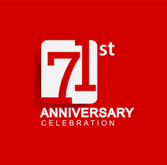 71st years anniversary logo with white square isolated on red background simple and modern design for anniversary celebration.