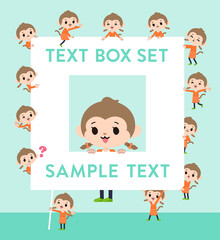 メッセージボードを持つさるの女の子のセット