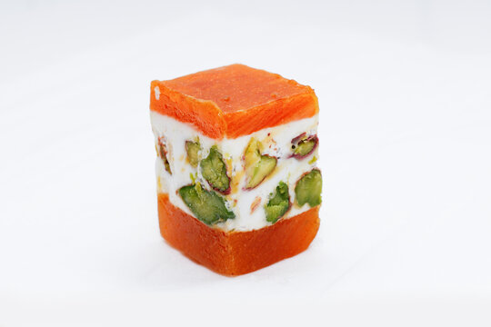 apricot covered Nougat and Malban Arabian and Lebanese Sweets isolated