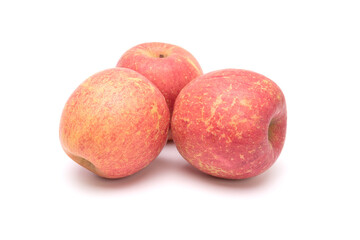 Fuji apples isolated on white background. Healthy food concept