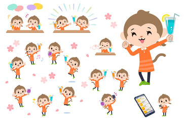 ドリンクパーティーに関するさるの女の子のセット