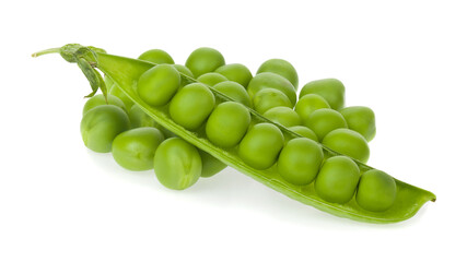 Green peas isolated on white background.