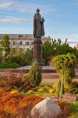 Monument to Prince Daniel of Moscow. On the pedestal, an inscription in English meaning the Holy...