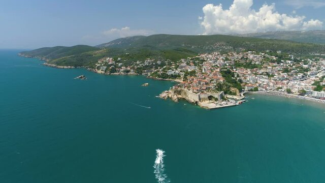 Aerial view of the old city of Ulcinj