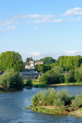 Fototapeta na wymiar Loire river bank in Amboise city