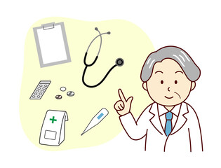 治療の流れを説明するシニア男性医師