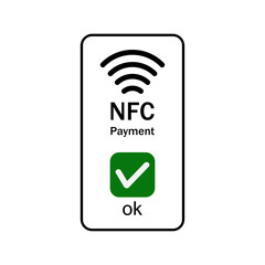 NFC wireless payment technology icon, near field communication sign, contactless pass fast payment symbol. Vector illustration.