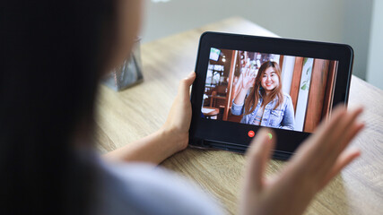 Video call  people online meeting with business partner group startup new normal lifestyle...