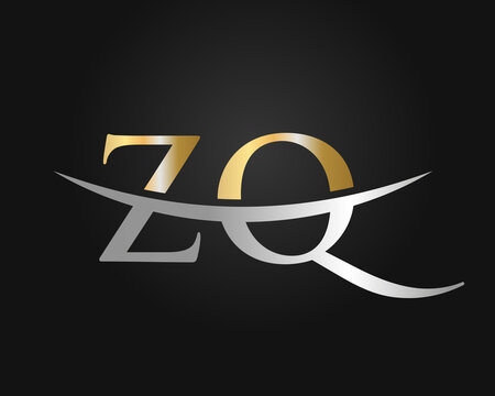 Initial Gold ZQ letter logo design. ZQ logo design vector template