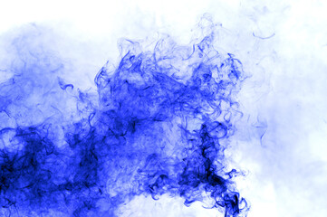 Blue smoke on a white background.