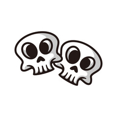 Two fun Skull cartoon illustration style shadow detail vector