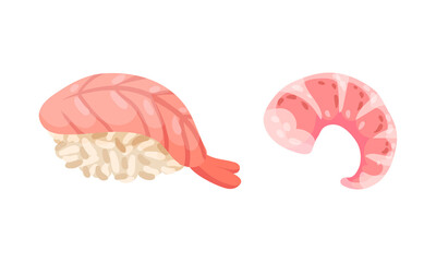 Appetizing Snack with Shrimp or Prawn Vector Set