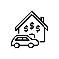 Black line icon for assets