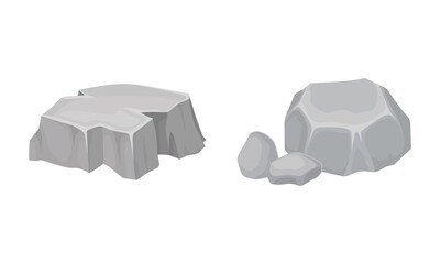 Massive Boulder and Cobble as Rock Fragment Vector Set