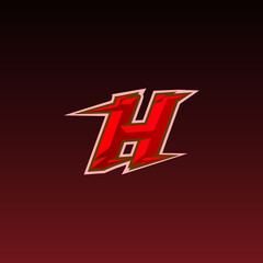 Initial letter H with icon for game logo concept