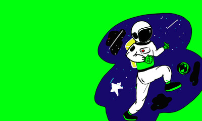 Vector design with astronaut character in space