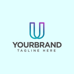 Vector graphic creative line alphabet symbol. Letter U