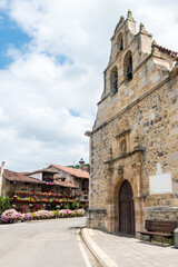 coloful street of lierganes medieval town, Spain