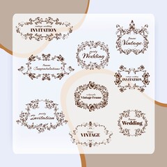 Vintage floral ornate calligraphic frames for wedding and congratulations vector illustration
