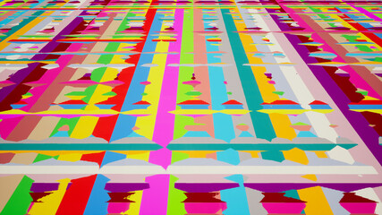 Abstraction about the rectangle - crazy colors. Crazy world of mathematical figures, rectangles, rectangles everywhere, crazy colors shimmering with every move. It's crazy. Rendering 3D