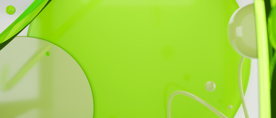 Abstract mock-up scene with modern green geometric shapes