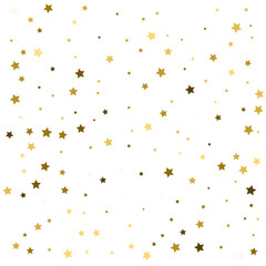 Gold stars falling confetti background.