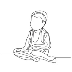 child sitting line drawing, sketch, isolated, vector