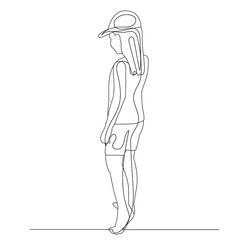 child in a cap line drawing, sketch, isolated