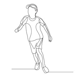 child runs line drawing, sketch, isolated, vector