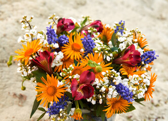 Beautiful bouquet of bright wildflowers