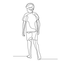 child in a cap line drawing, sketch