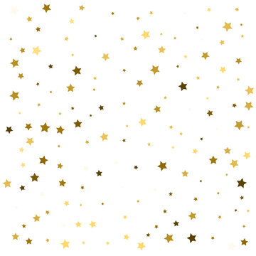 Gold stars falling confetti background.