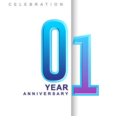1st Years Anniversary with colorful design. Applicable for brochure, flyer, Posters, web and Banner Designs, anniversary celebration
