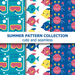 Underwater  summer pattern collection . Summer banner. Summer holiday.