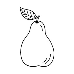 Fruit doodle pear. Fresh, healthy, sweet food. Hand drawn illustration. 