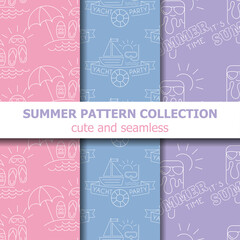 Pastel summer pattern collection . Summer banner. Summer holiday.