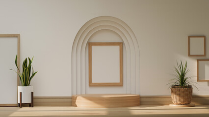 Fototapeta premium Minimal mock-up scene with podium geometric shape for product display