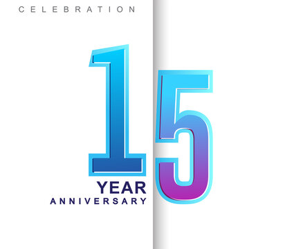 15th Years Anniversary with colorful design. Applicable for brochure, flyer, Posters, web and Banner Designs, anniversary celebration