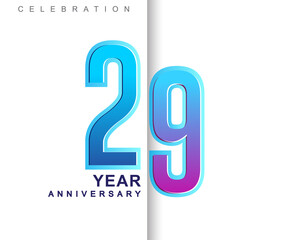 29th Years Anniversary with colorful design. Applicable for brochure, flyer, Posters, web and Banner Designs, anniversary celebration
