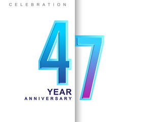 47th Years Anniversary with colorful design. Applicable for brochure, flyer, Posters, web and Banner Designs, anniversary celebration