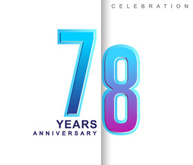 78th Years Anniversary with colorful design. Applicable for brochure, flyer, Posters, web and Banner Designs, anniversary celebration