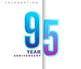 95th Years Anniversary with colorful design. Applicable for brochure, flyer, Posters, web and Banner Designs, anniversary celebration