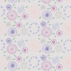 紫系フラワーパターンフレーム