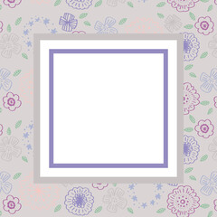 紫系フラワーパターンフレーム